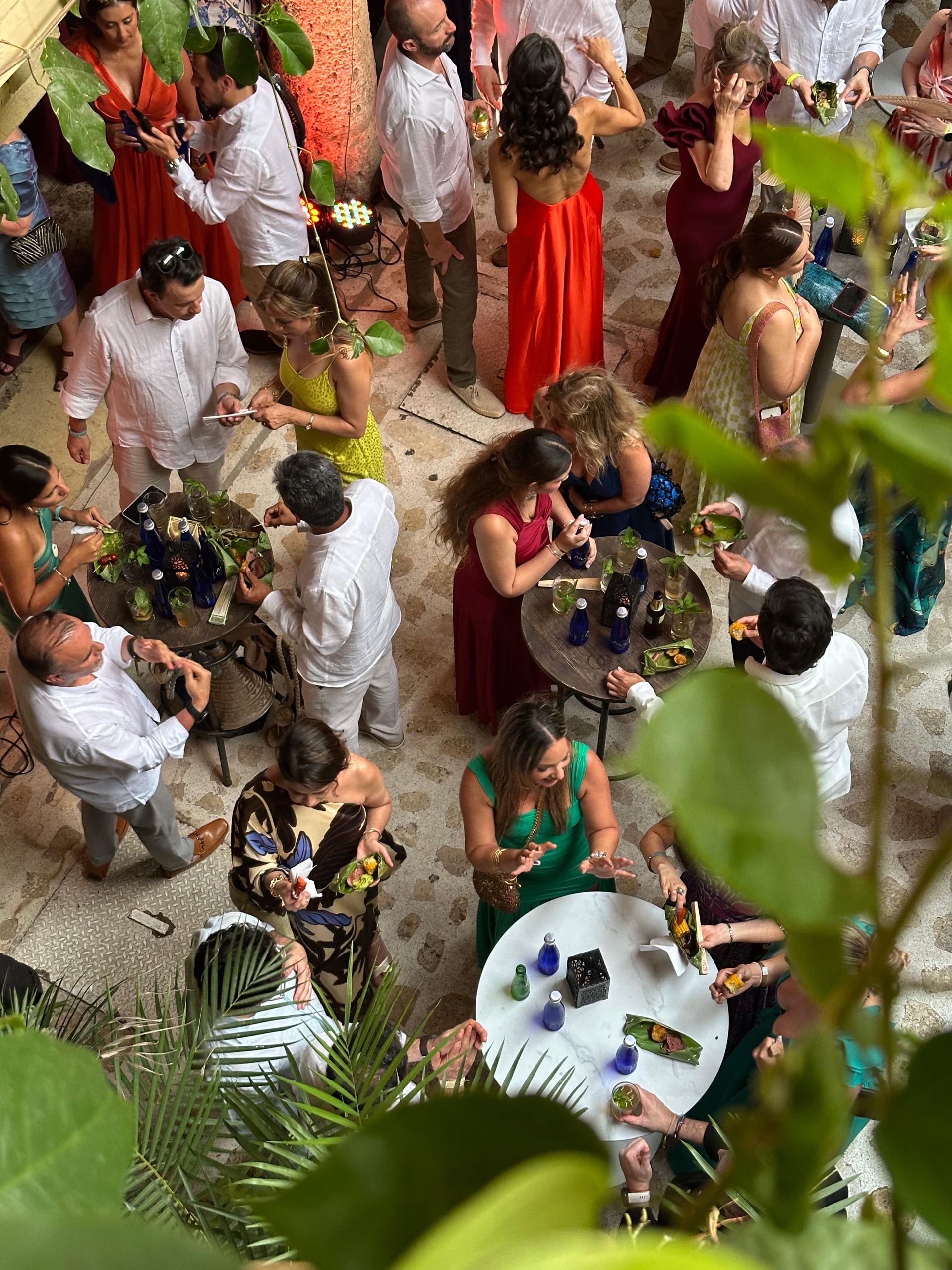Aerial view of cocktail hour at Casa Bohême